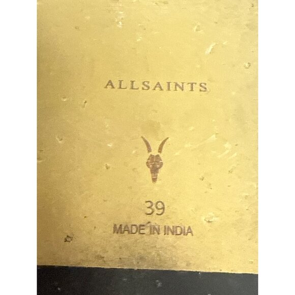 AllSaints Mia Metallic Strap Women's Sandal Slide Buckle Silver Black EU 39 8.5 - Picture 9 of 12